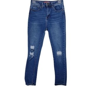 Wax jean blue push up high rise distressed skinny ankle 27